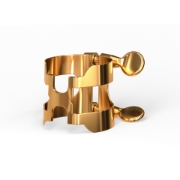 Immagine di Legatura H e copribocchino per bocchini Metal Link in metallo per sassofono tenore, finitura placcata oro