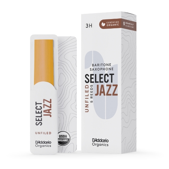 Immagine di Ance D'Addario Organic Select Jazz Unfiled per sax baritono, durezza 3 Hard, confezione da 5