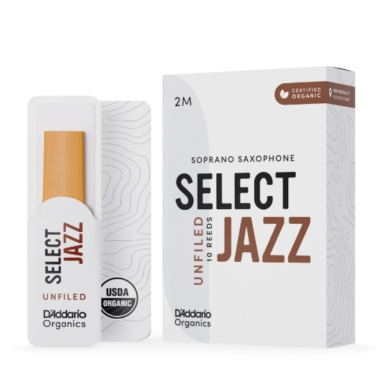 Immagine di Ance D'Addario Organic Select Jazz Unfiled per sax soprano, durezza 2 Medium, confezione da 10