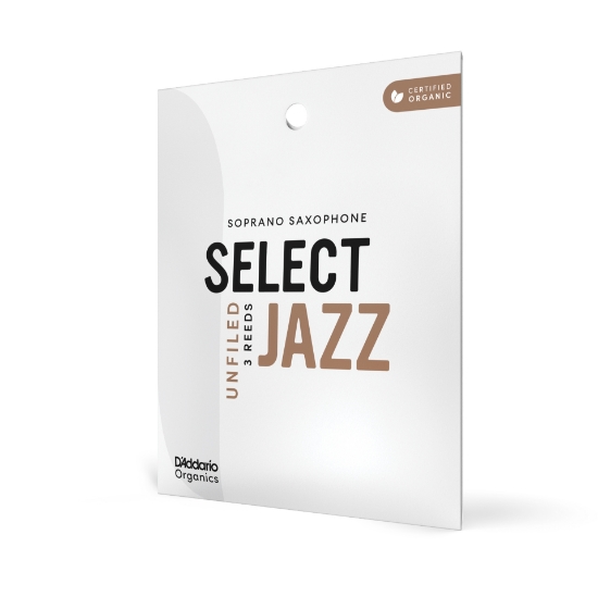 Immagine di Ance D'Addario Organic Select Jazz, taglio americano, per sax soprano, durezza 2 Hard, con custodie singole, confezione da 3