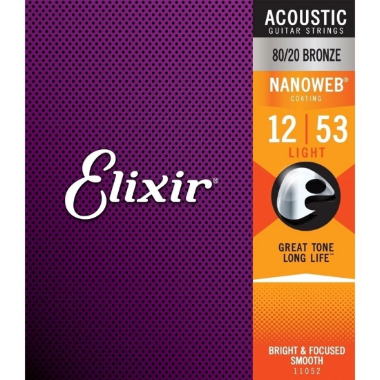 Immagine di Elixir 11052 Nanoweb 80/20 Bronze Muta per Chitarra Acustica 012/053