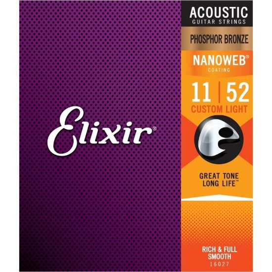 Immagine di Elixir 16027 Nanoweb Custom Light Muta Chitarra Acustica Phosphor Bronze 011/052